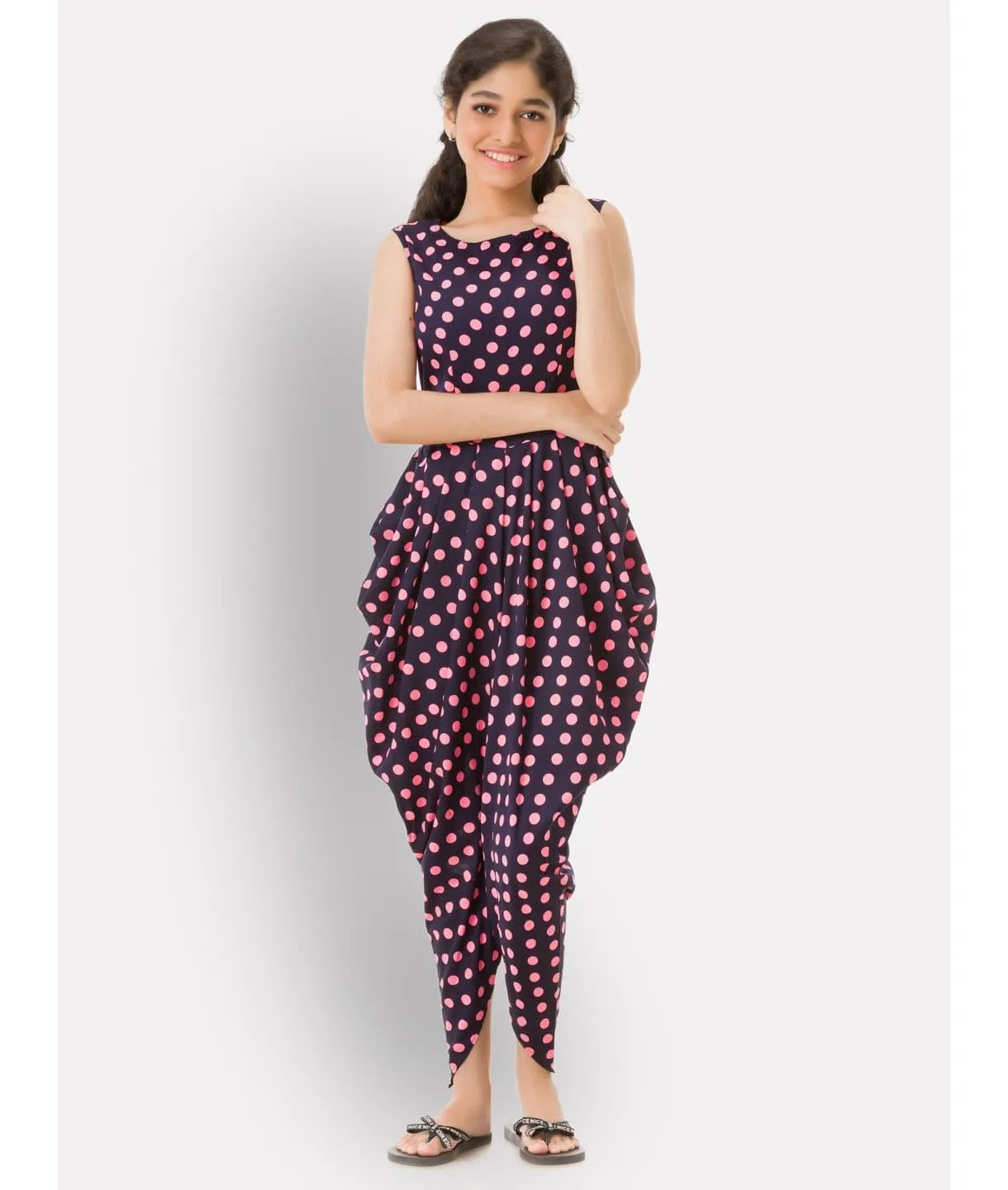 Printed Elasticated Dhoti Jumpsuit for Girls