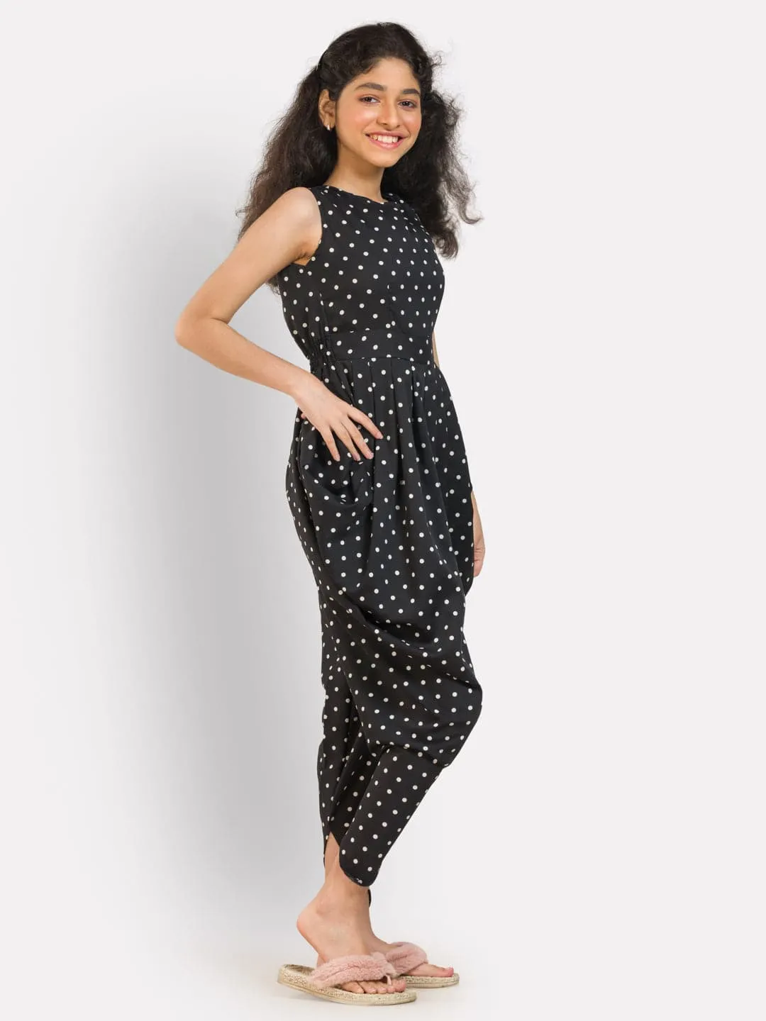 Printed Elasticated Dhoti Jumpsuit for Girls