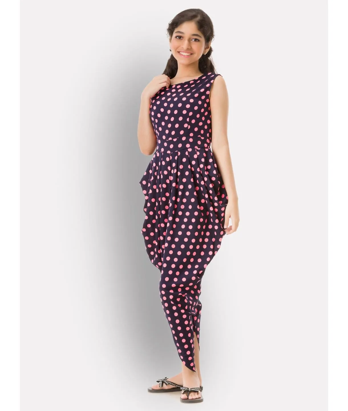 Printed Elasticated Dhoti Jumpsuit for Girls