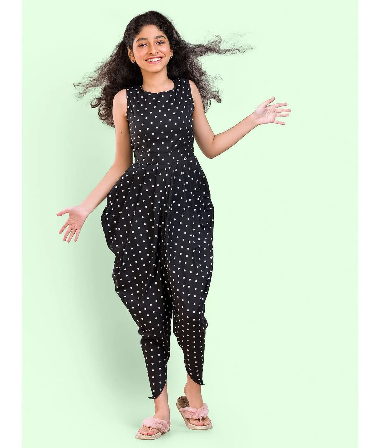 Printed Elasticated Dhoti Jumpsuit for Girls