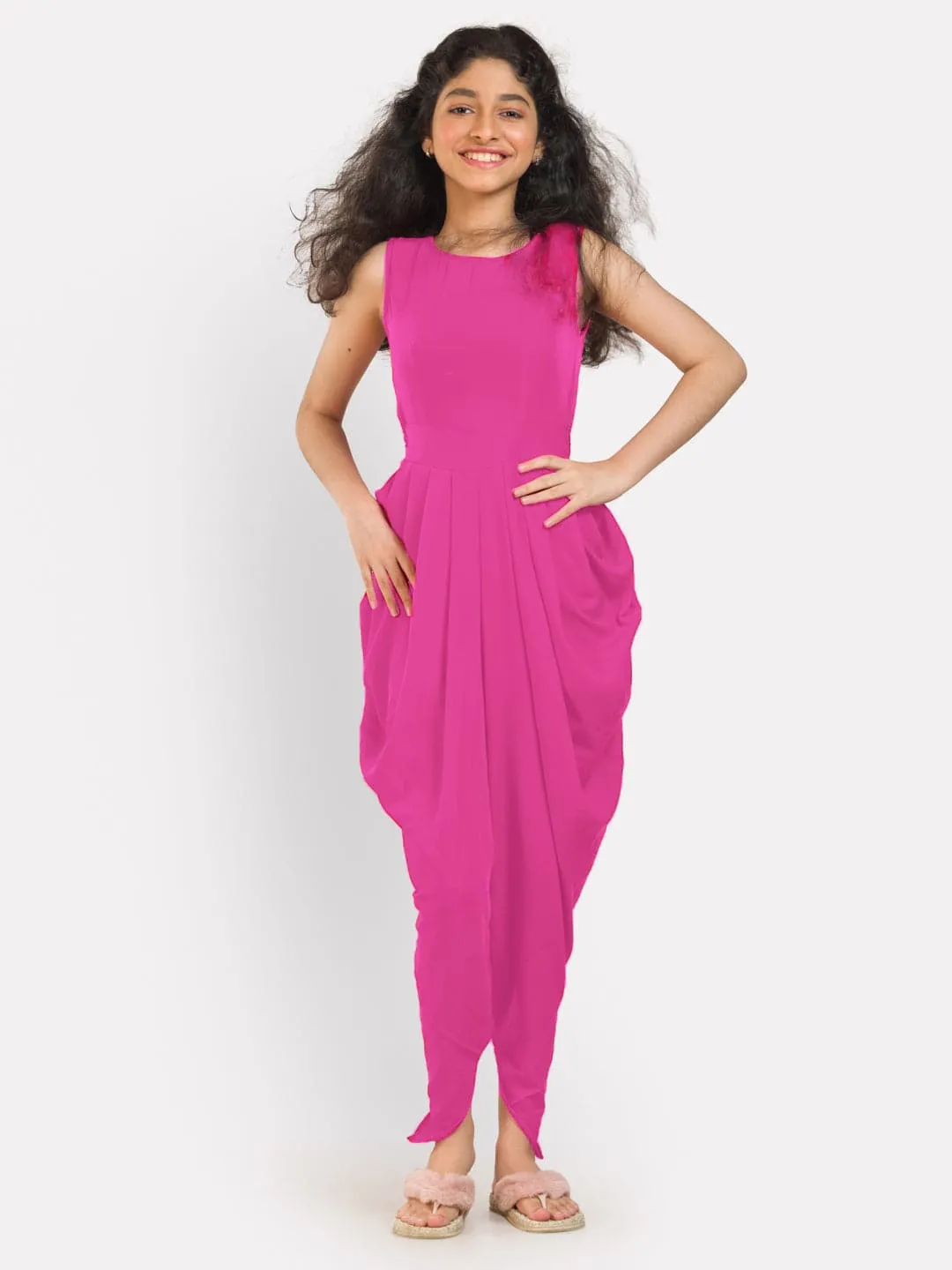 Printed Elasticated Dhoti Jumpsuit for Girls