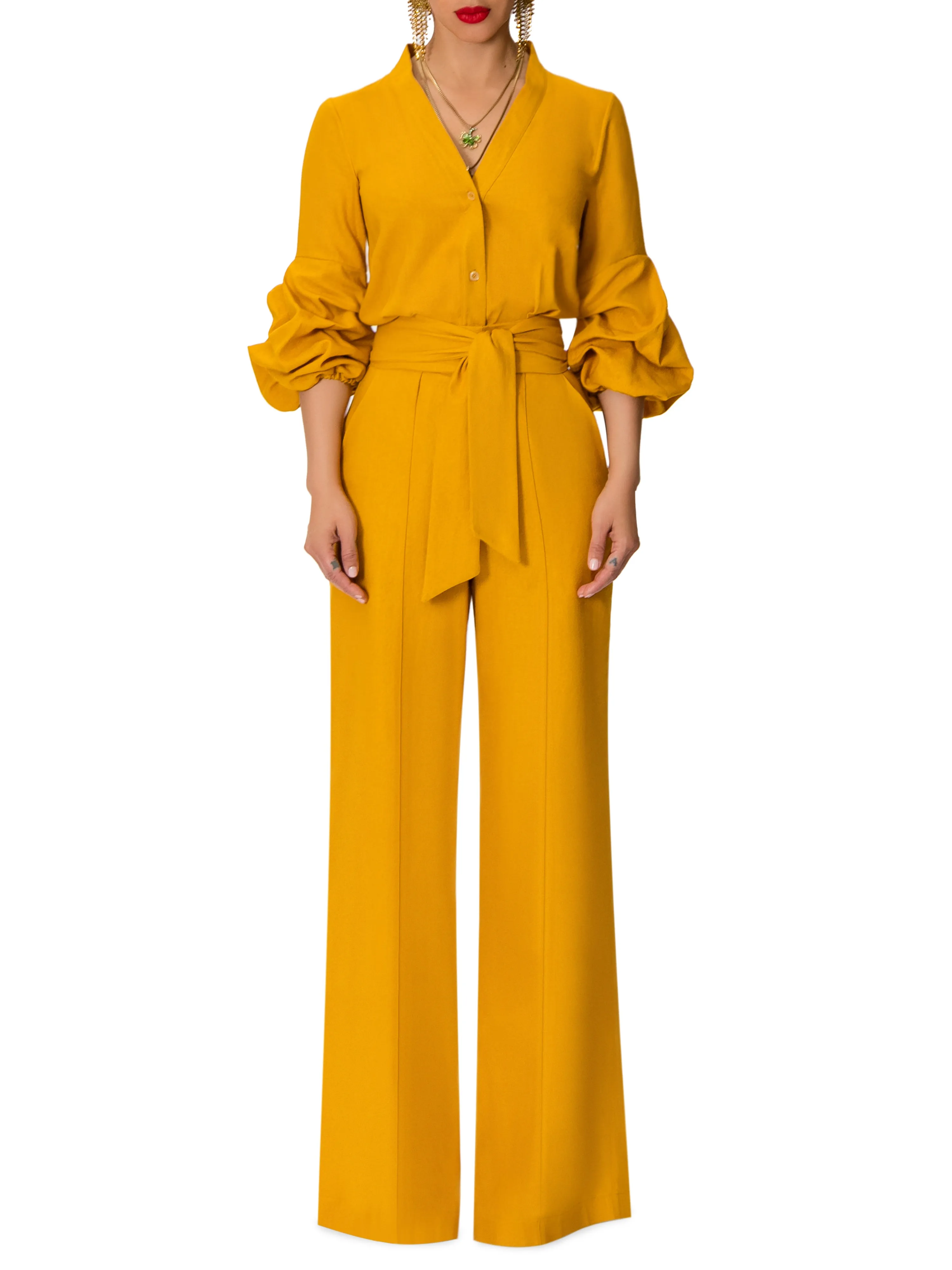 "Melrose" Mango Button-Down Jumpsuit