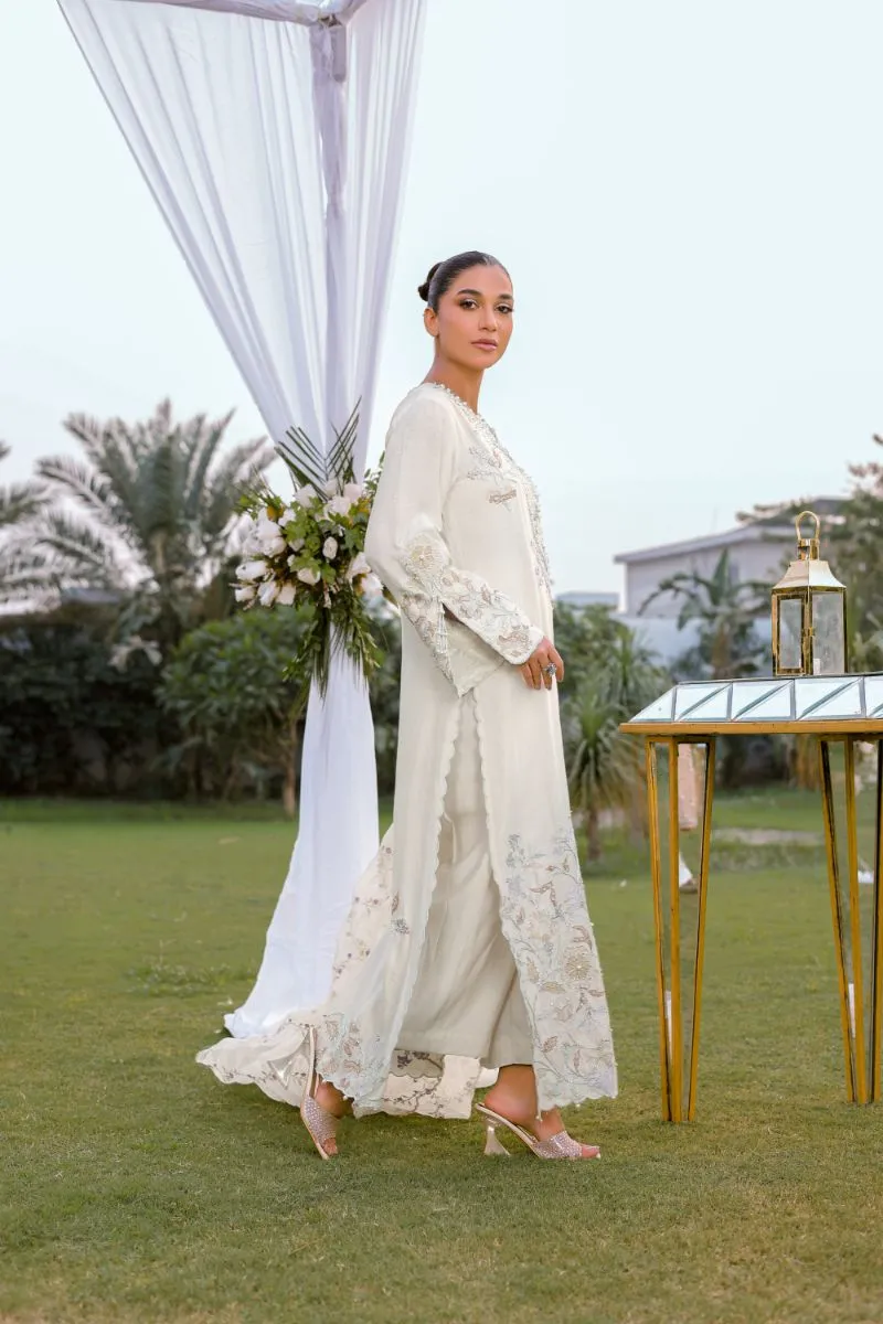 Reema Ahsan - Aleera - Khadi Silk & Organza - Ivory  - 3 Piece