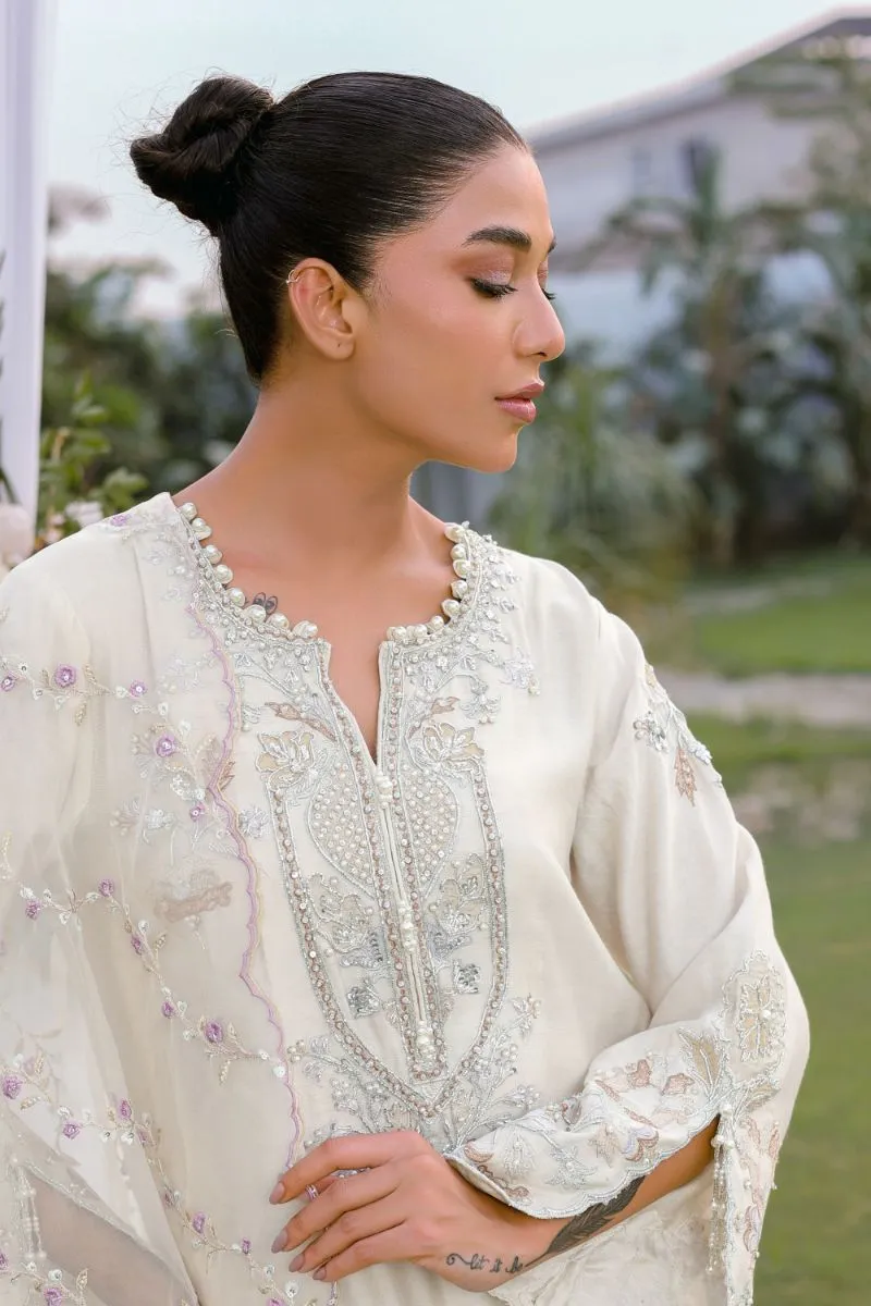 Reema Ahsan - Aleera - Khadi Silk & Organza - Ivory  - 3 Piece