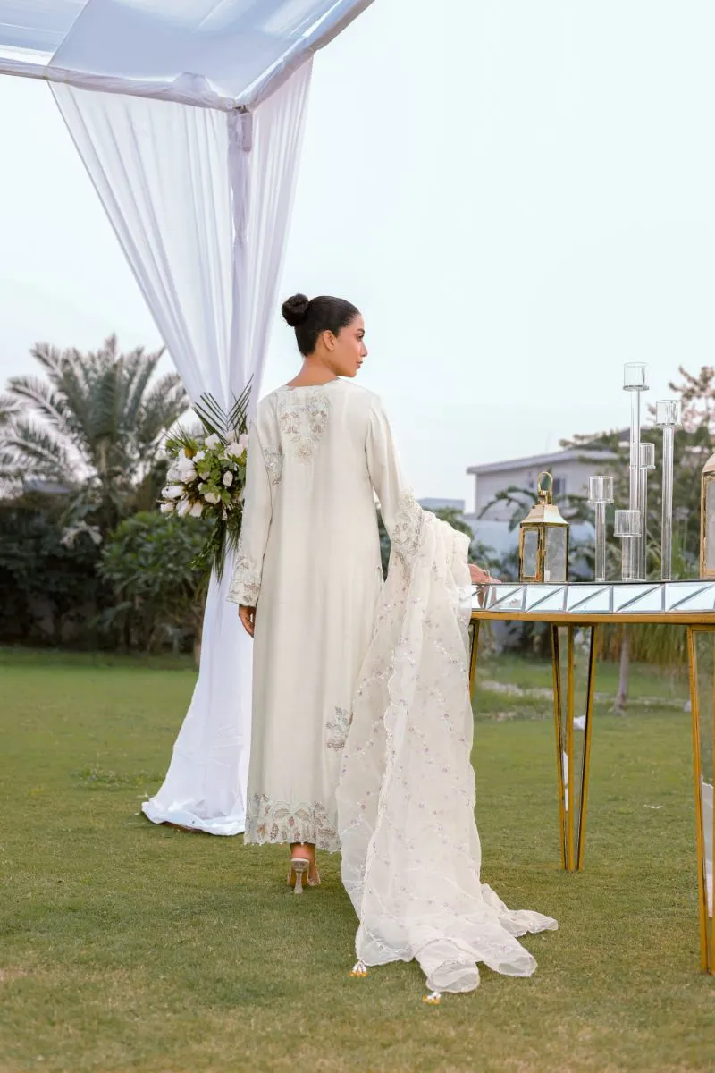 Reema Ahsan - Aleera - Khadi Silk & Organza - Ivory  - 3 Piece