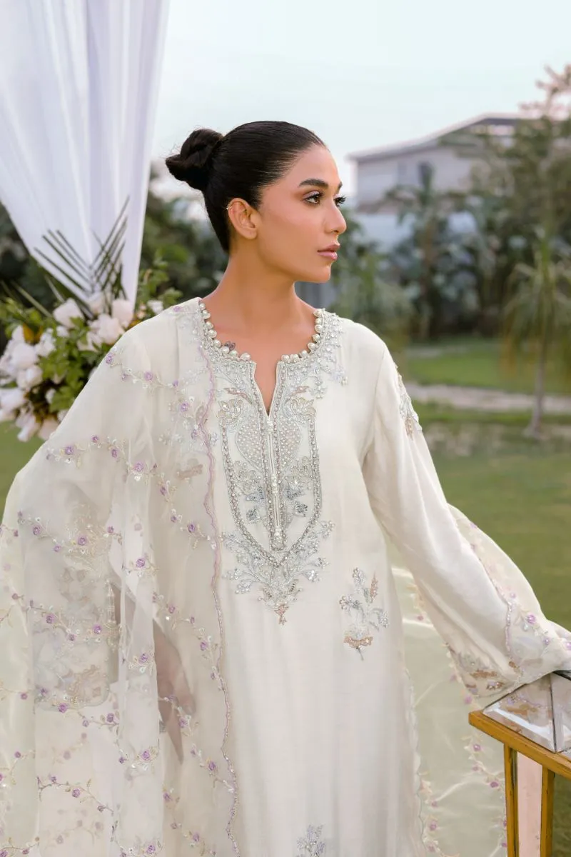 Reema Ahsan - Aleera - Khadi Silk & Organza - Ivory  - 3 Piece