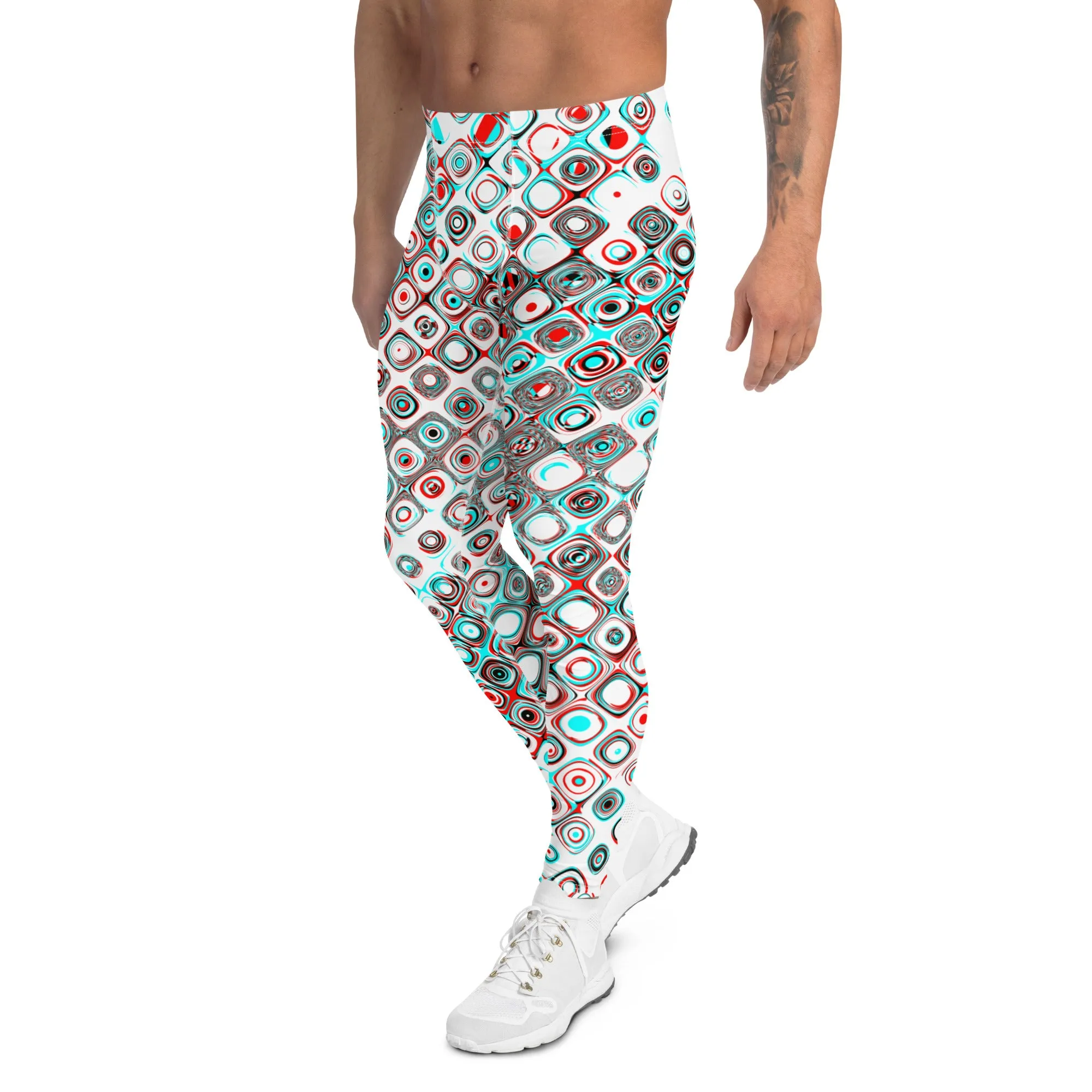 Retro Geometric Men’s Leggings – Bold Patterned Pants for a Unique, Stylish Look