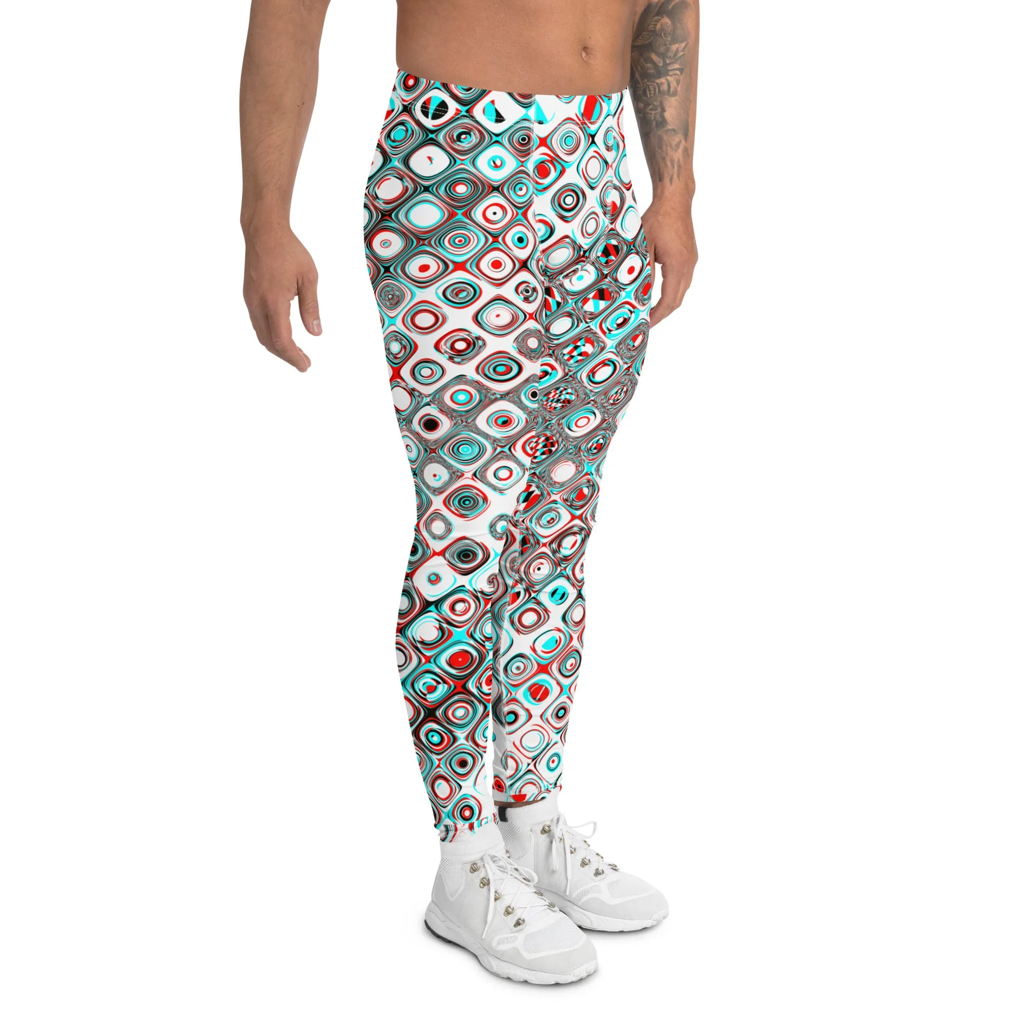 Retro Geometric Men’s Leggings – Bold Patterned Pants for a Unique, Stylish Look