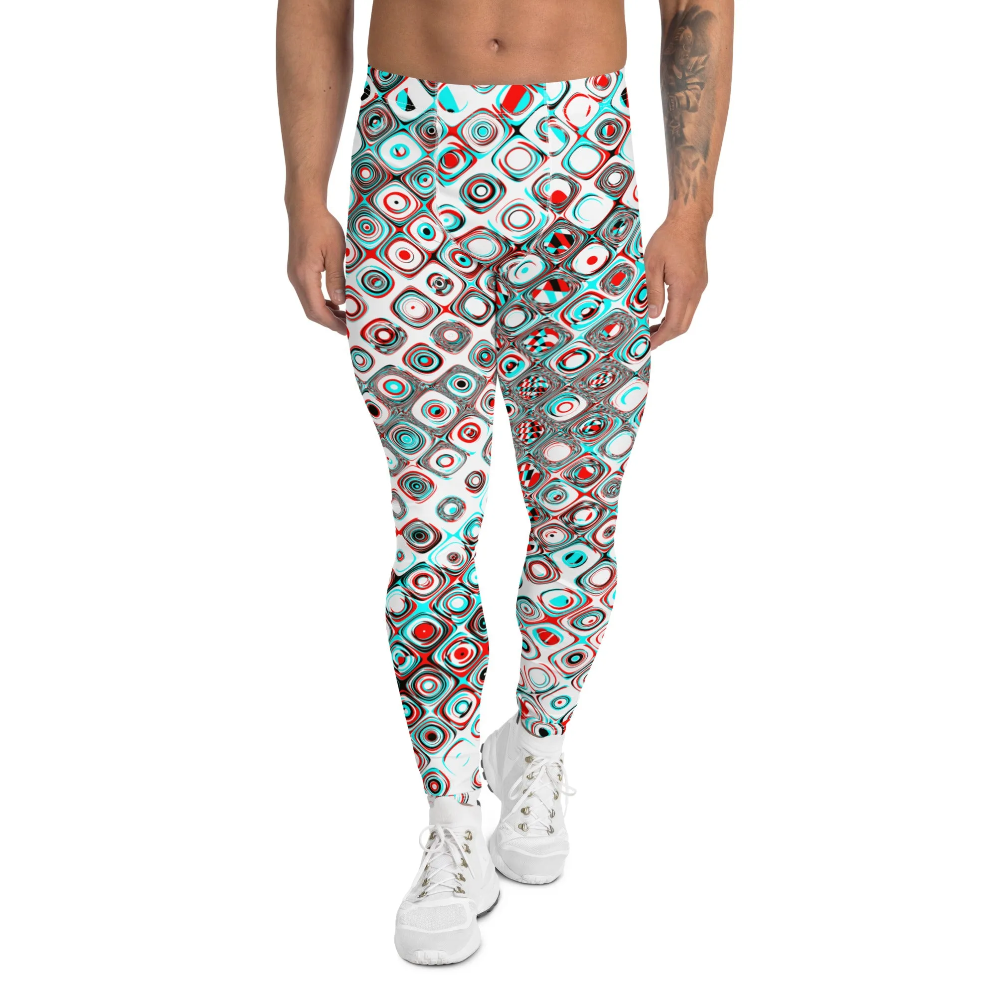 Retro Geometric Men’s Leggings – Bold Patterned Pants for a Unique, Stylish Look