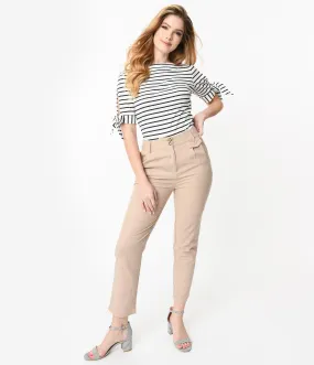 Retro Style Khaki Linen Pants