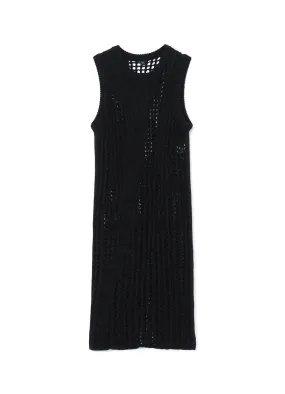 RIB STITCH/MESH SLEEVELESS DRESS