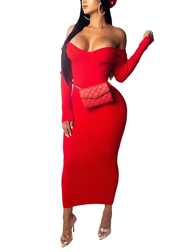 Ribbed Knit Maxi Dress