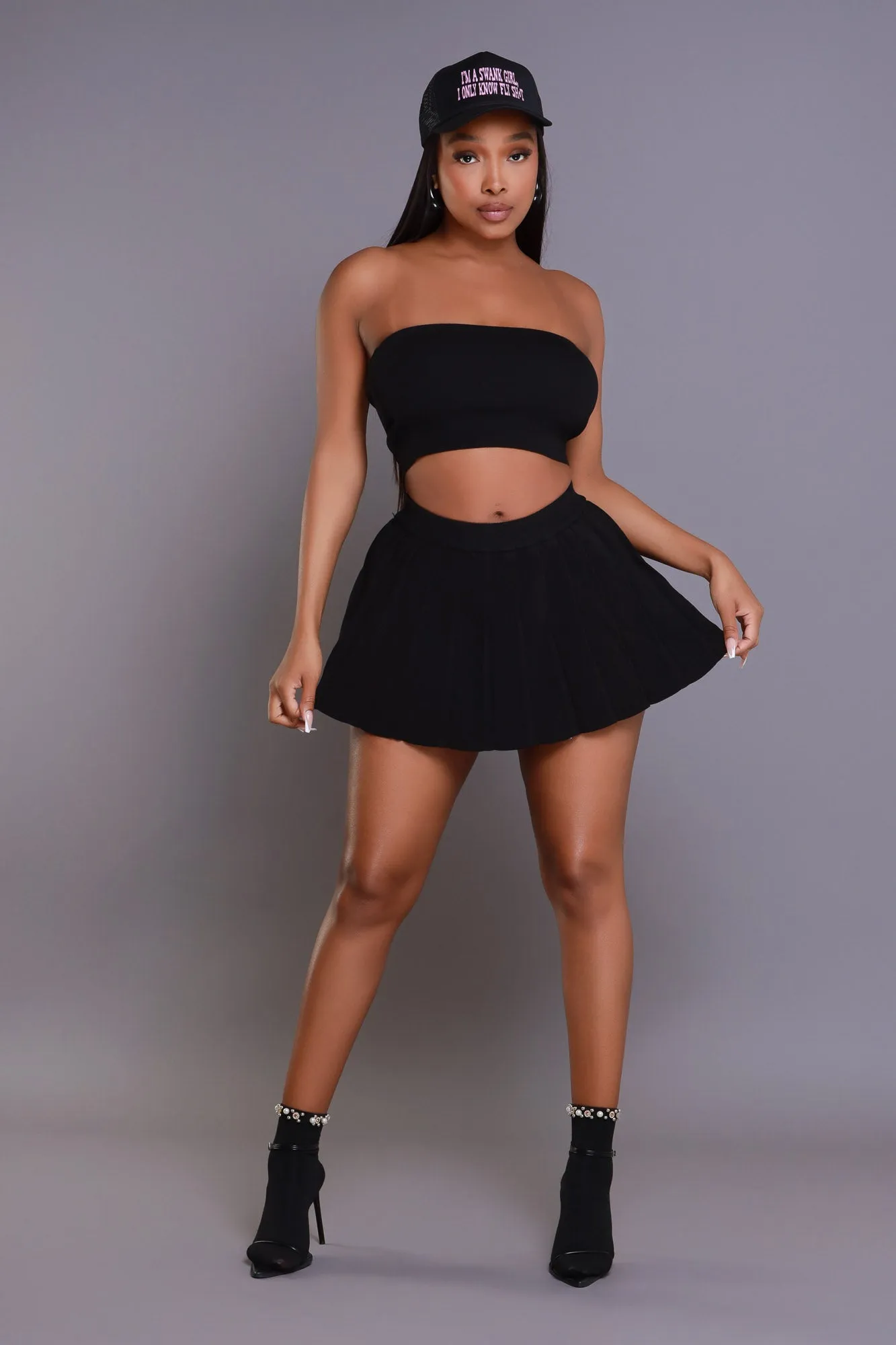 Rush Week Pleated Mini Tennis Skort - Black