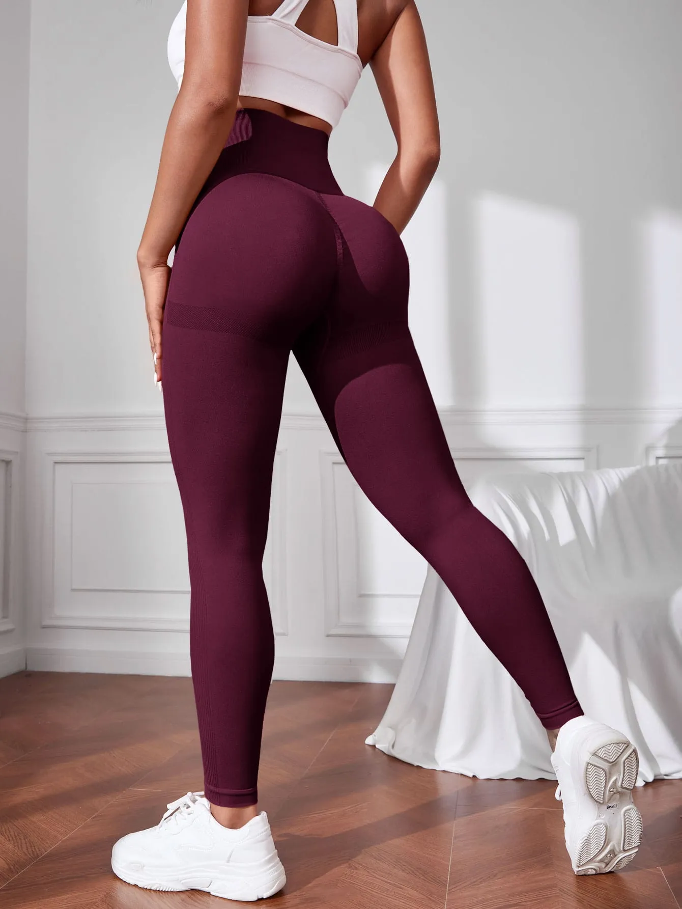 Seamless High Stretch Tummy Control Training Tights With Wide Waistband Yoga Leggings