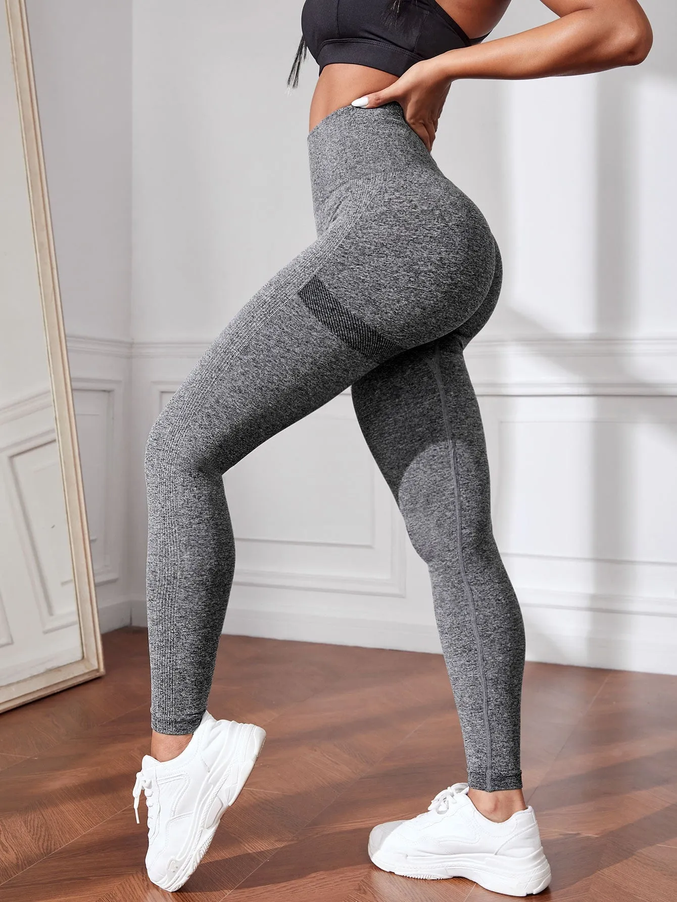 Seamless High Stretch Tummy Control Training Tights With Wide Waistband Yoga Leggings