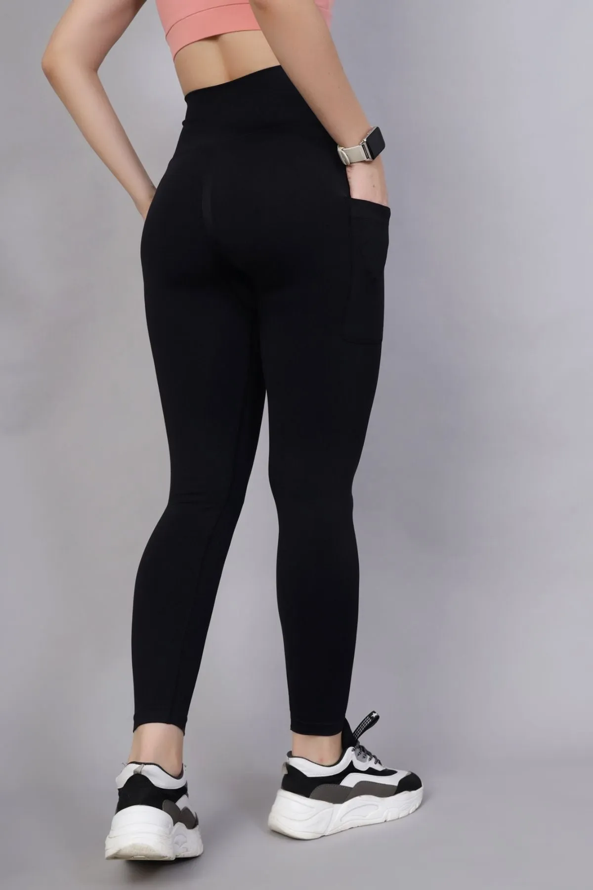 Seamless High Waisted Tummy Compression Black Postpartum Leggings