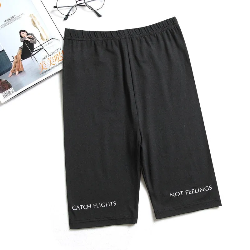 Shorts Thin Fitness Casual High Waist Biker Short Summer Slim Knee-Length Bottoms Streetwear