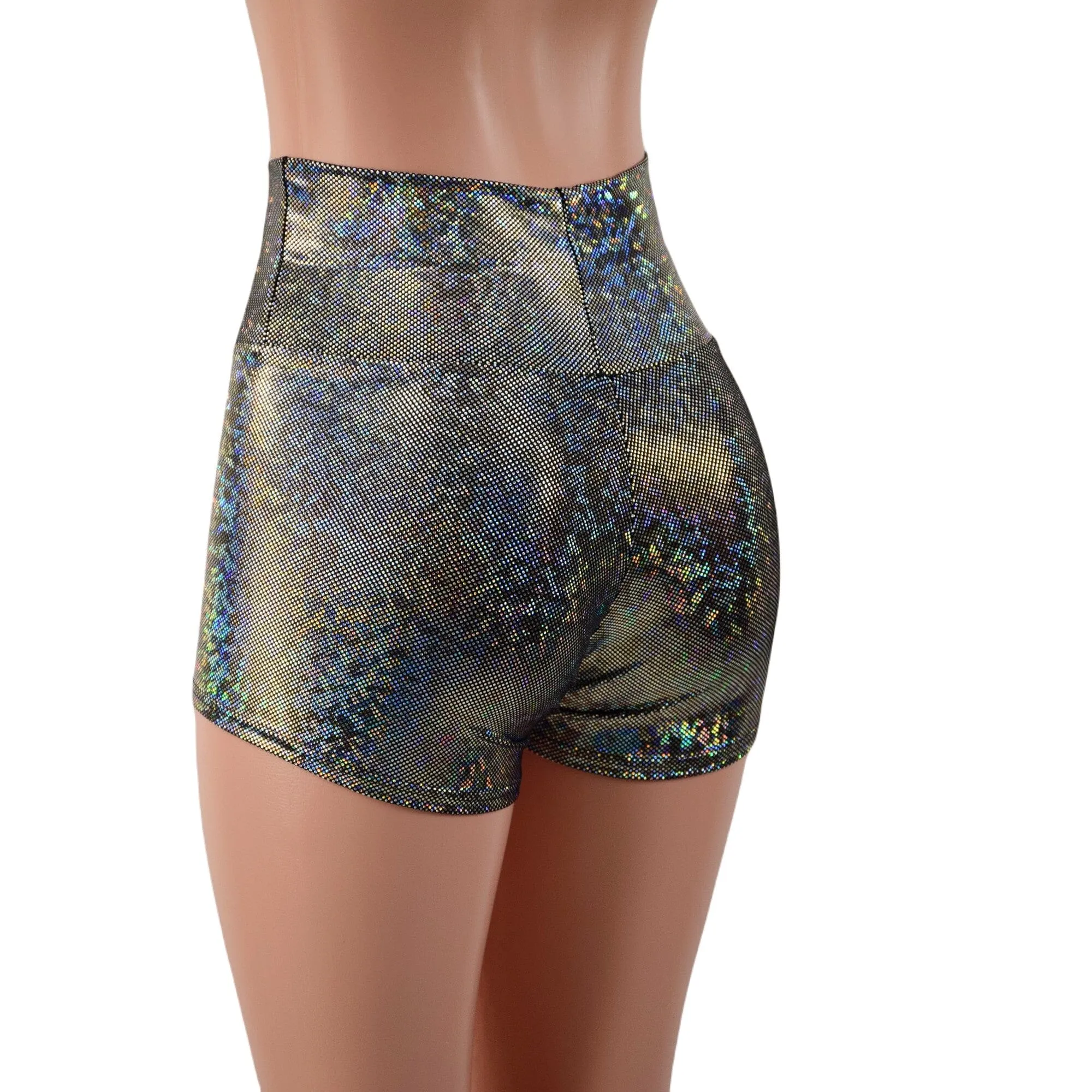 Silver Kaleidoscope High Waist Shorts