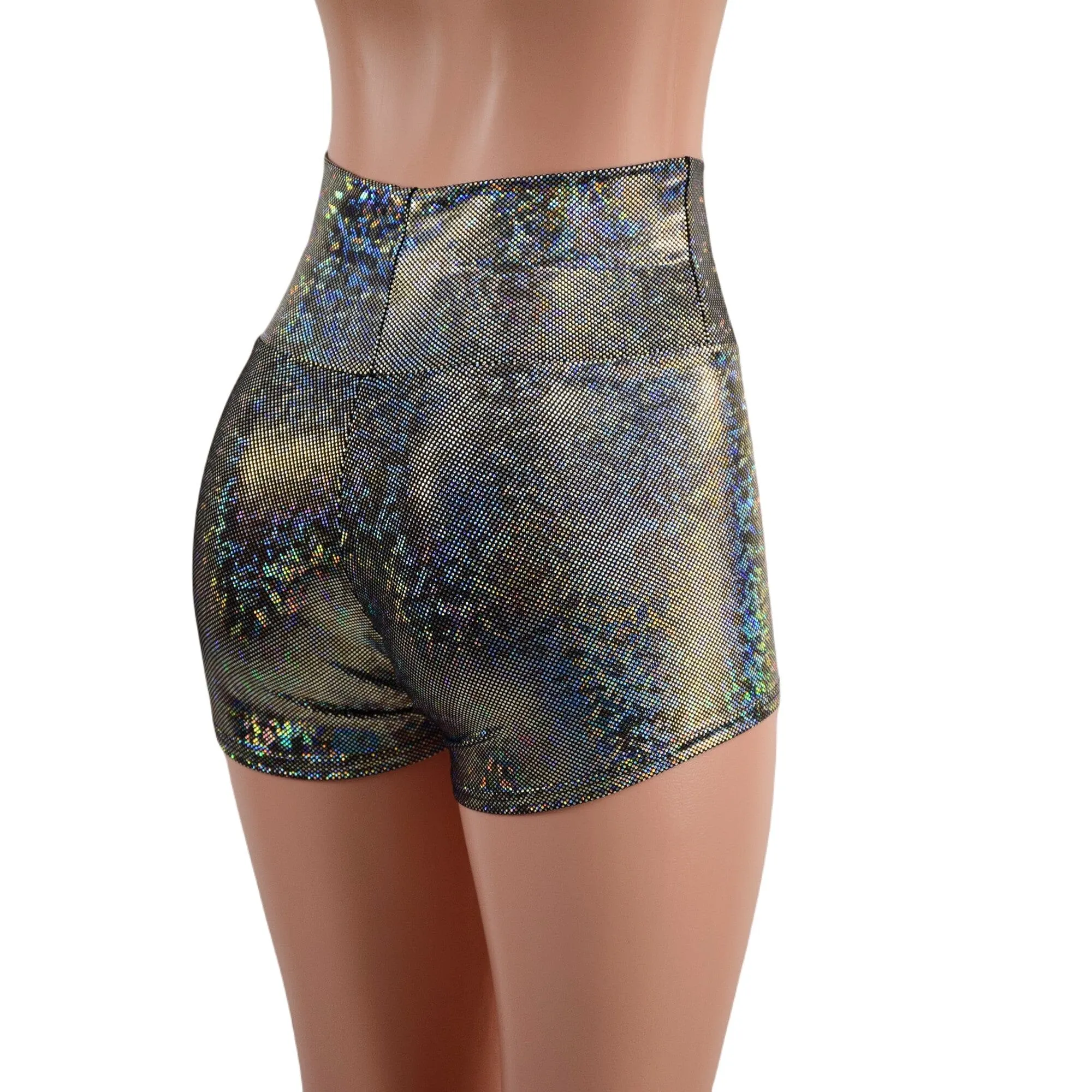 Silver Kaleidoscope High Waist Shorts