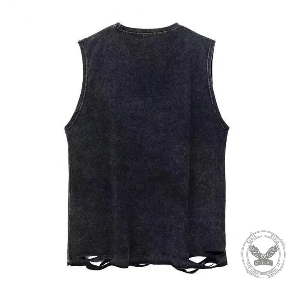 Simple Three Bat Halloween Vintage Washed Vest