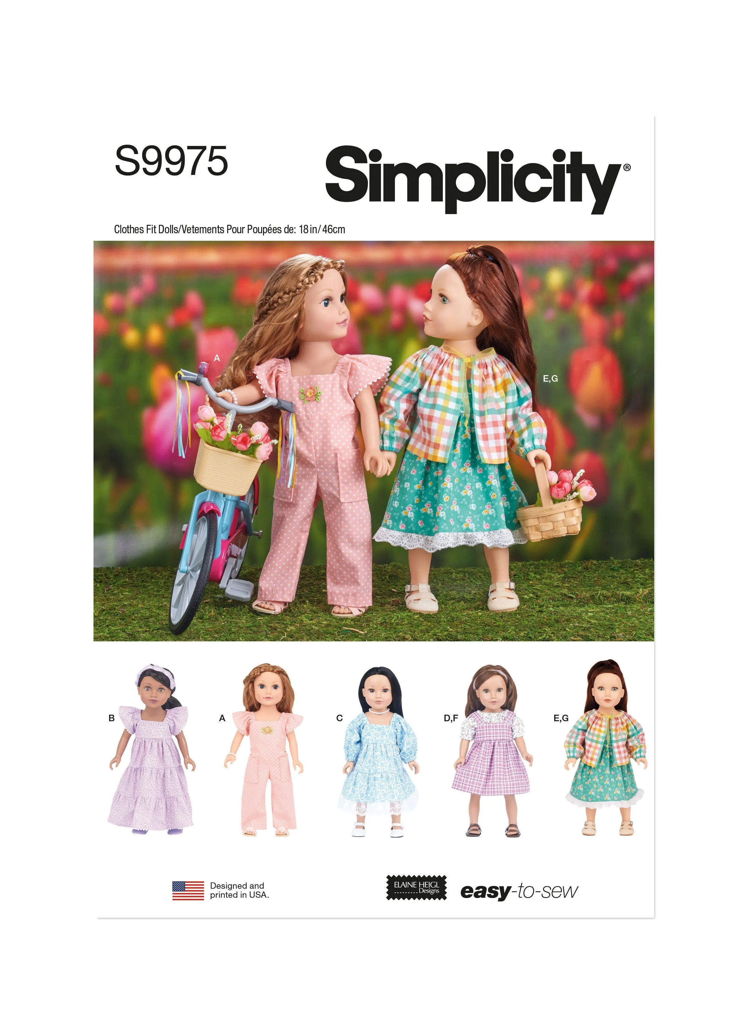 Simplicity Sewing Pattern 9975 18" Doll Clothes by Elaine Heigl Designs