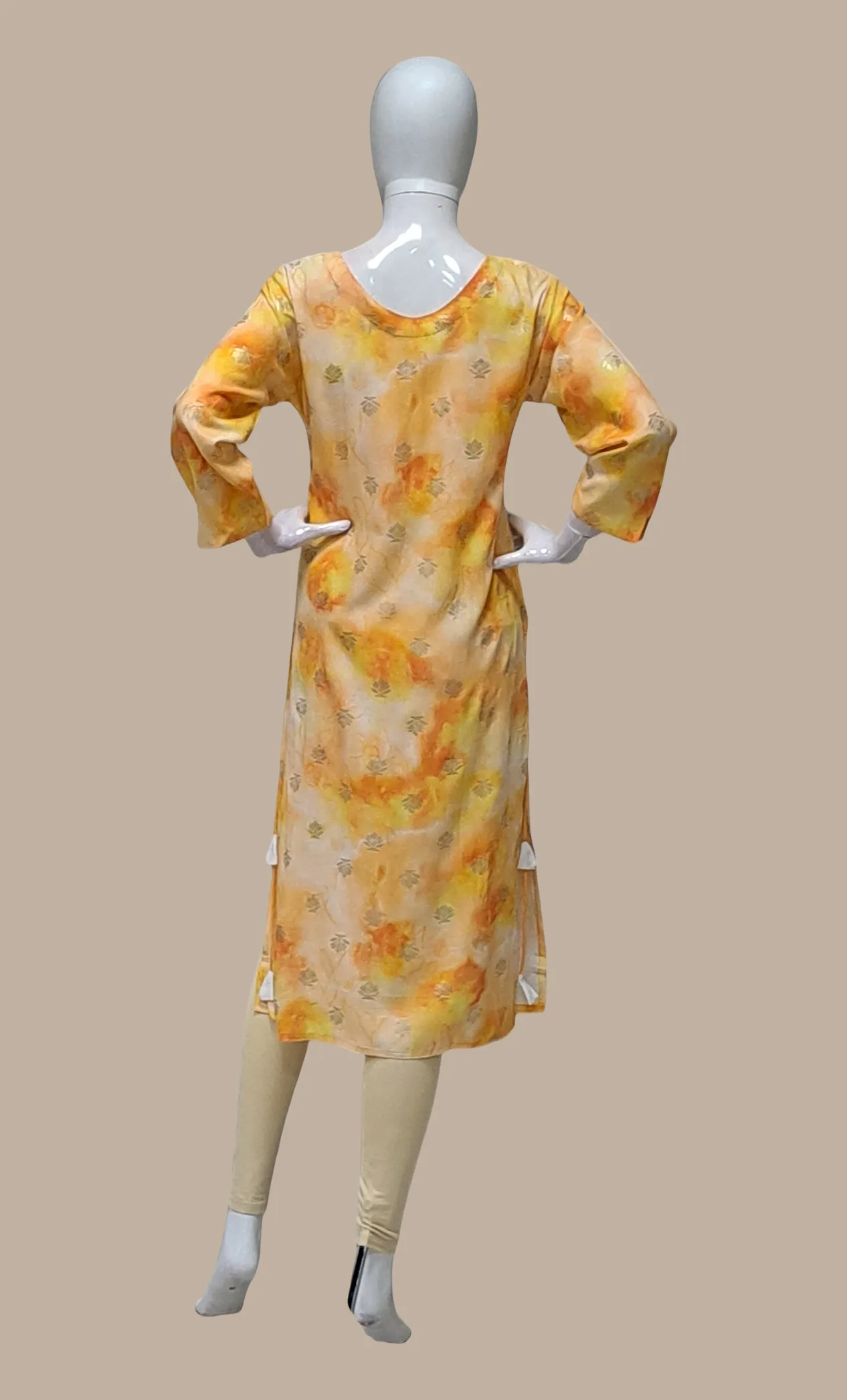 Soft Peach Printed Kurti Top