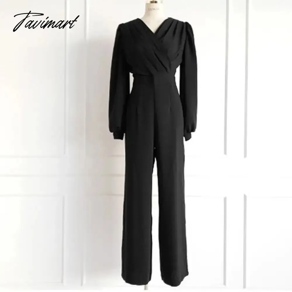 Tavimart New Spring Summer Women Casual  Wide Leg Pant Jumpsuits Female Fashion Elegant Office Lady Long Rompers