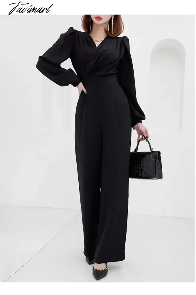 Tavimart New Spring Summer Women Casual  Wide Leg Pant Jumpsuits Female Fashion Elegant Office Lady Long Rompers