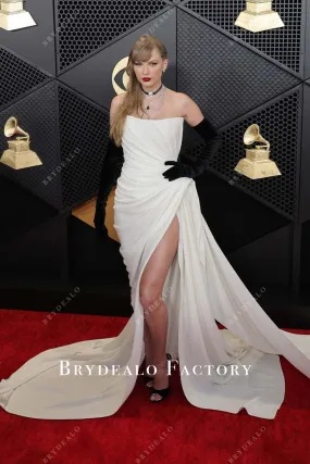 Taylor Swift White Strapless 2024 Grammys Red Carpet Dress