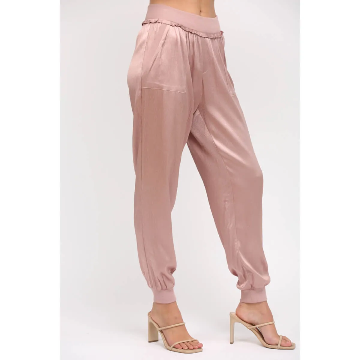 Textured Satin Summer Jogger Pants