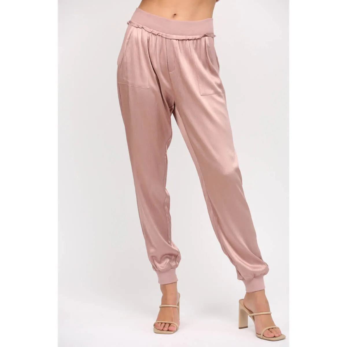 Textured Satin Summer Jogger Pants