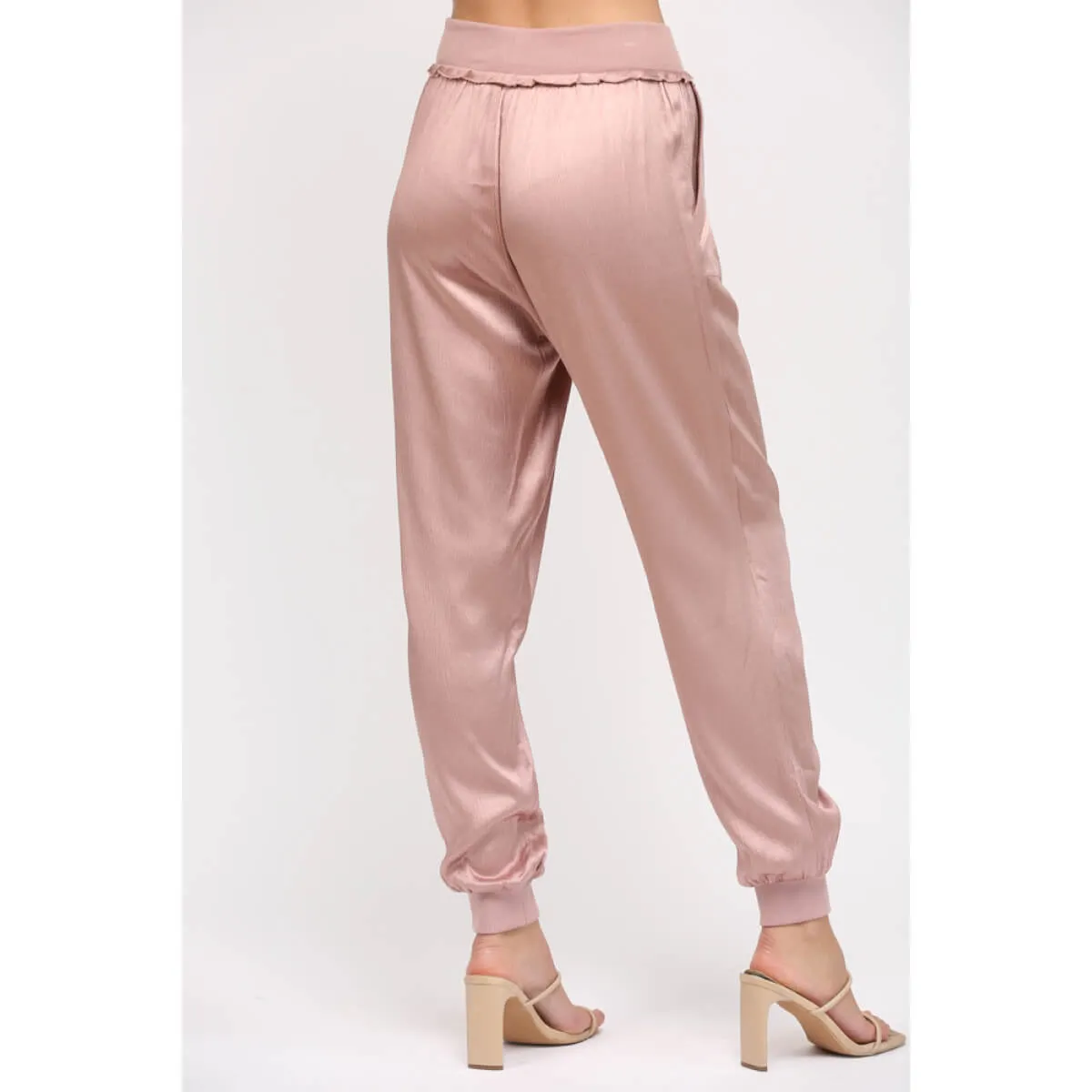 Textured Satin Summer Jogger Pants