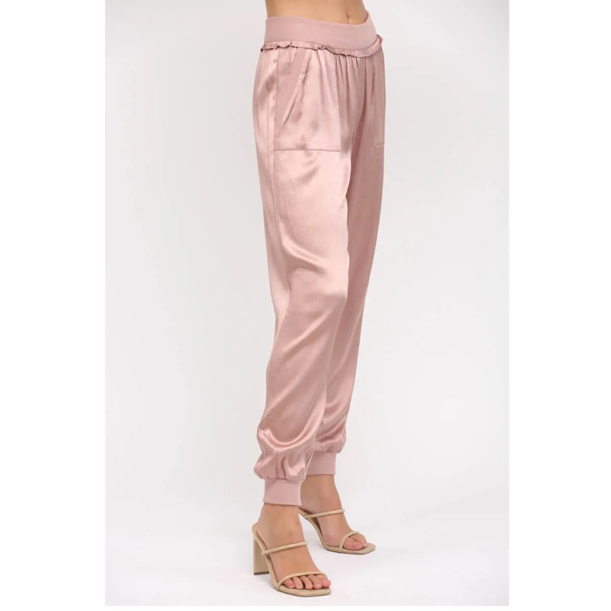 Textured Satin Summer Jogger Pants