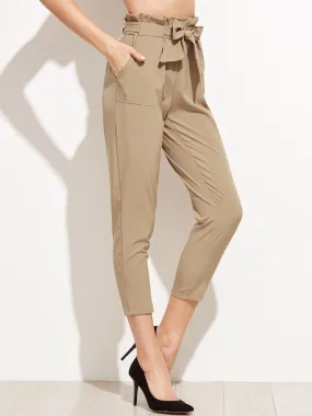 Tie Waist Shirred Peg Pants