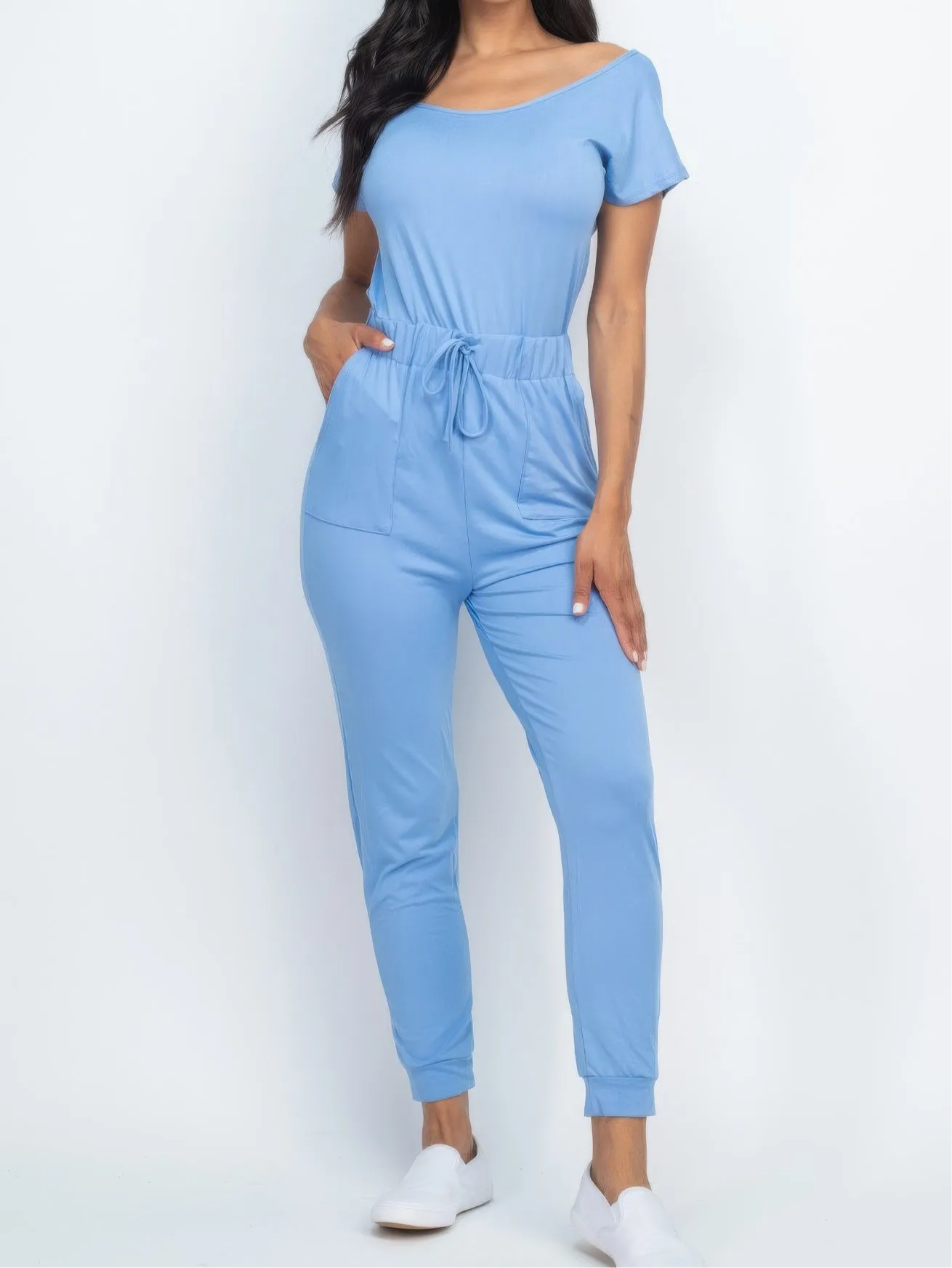 Two-way Shoulder Drawstring Jumpsuit