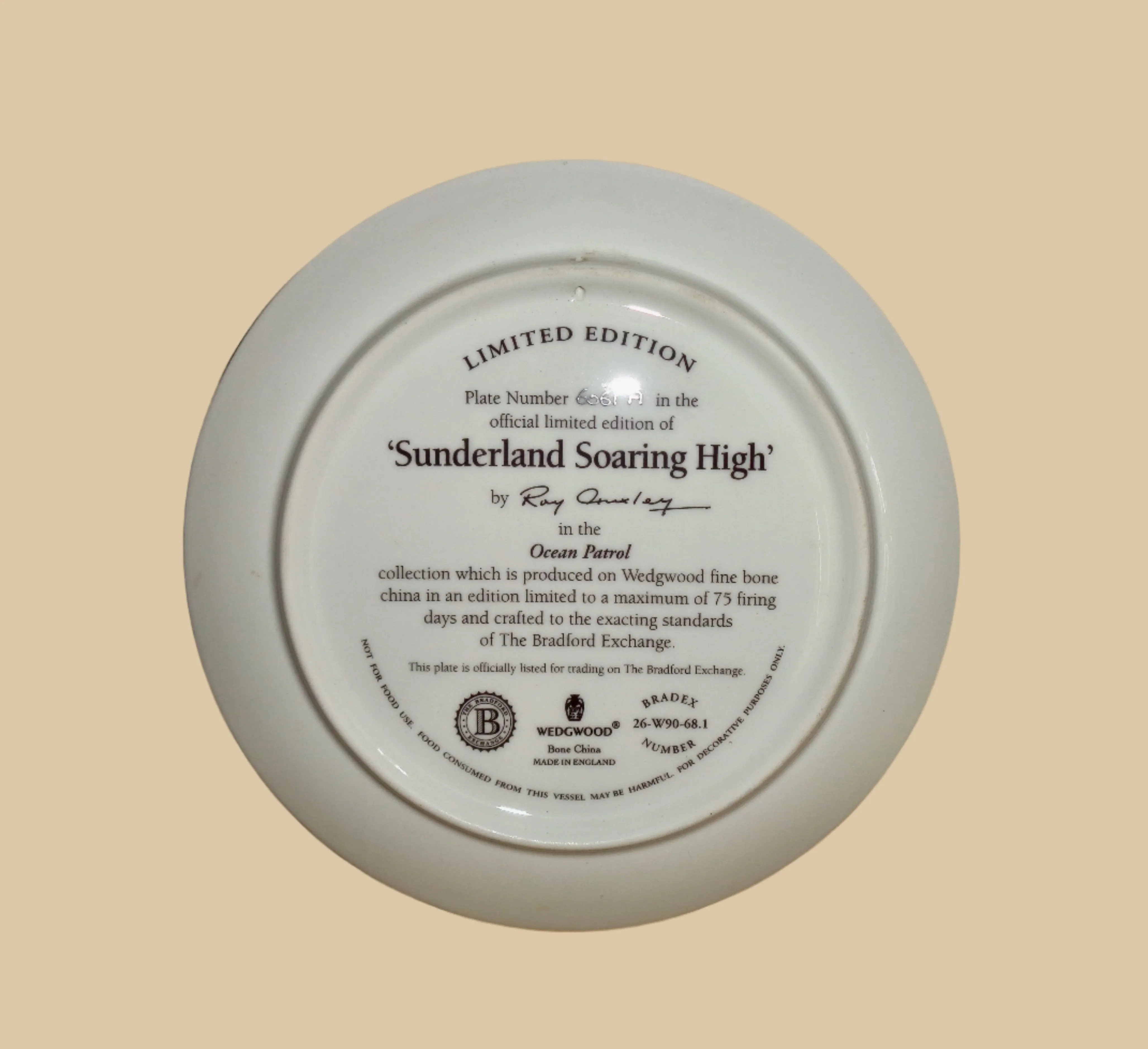 Wedgwood Sunderland Soaring High Commemorative Collector's Aircraft Plate Number 6061A