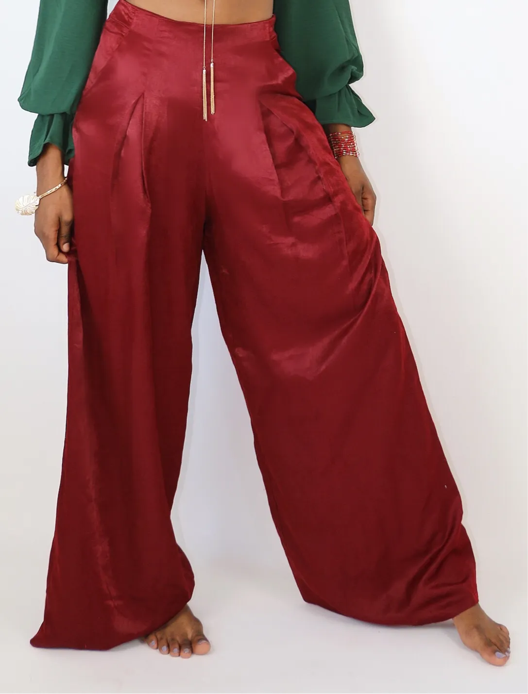 Wide-Legged Satin Pants