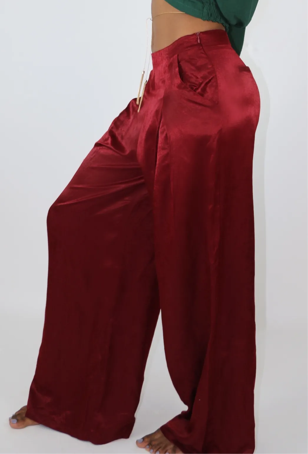 Wide-Legged Satin Pants