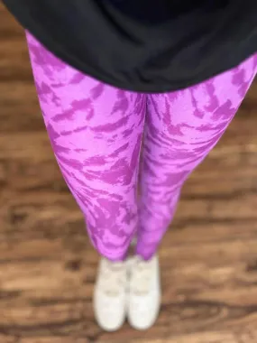 Witchful Thinking - Halloween Leggings Kids: Purple Tie Dye