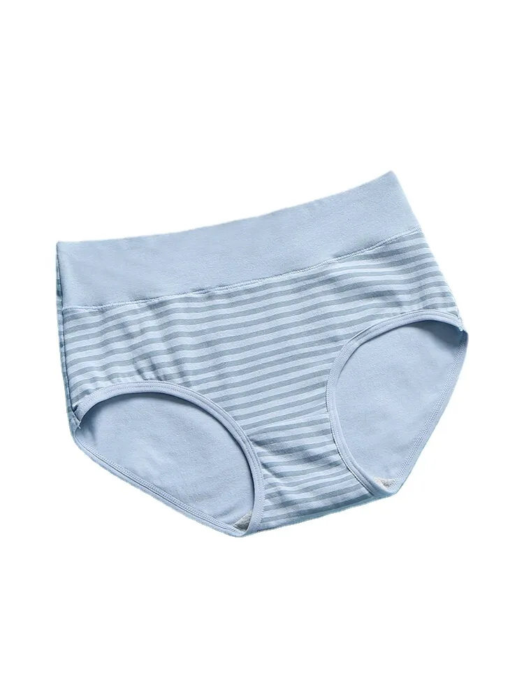 Women Deer Pinstripe Printed Cotton Wide Waistband Stretch High Waist Panties