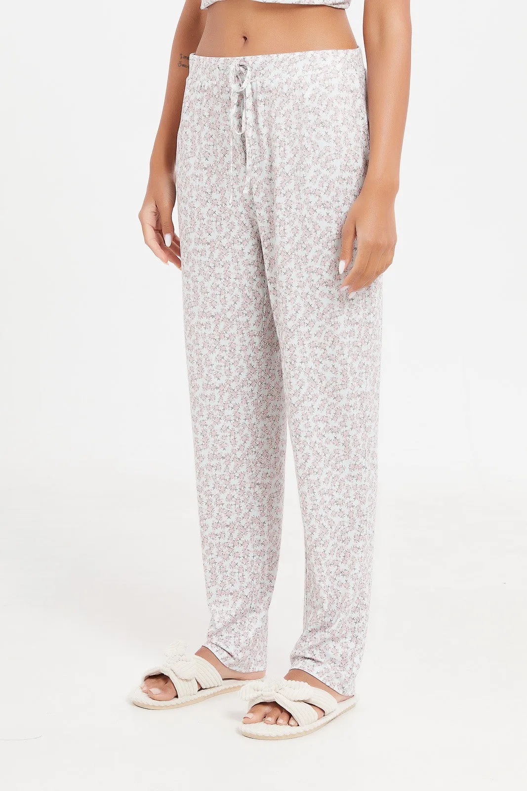 Women grey Printed Pyjama Set (2 Piece)