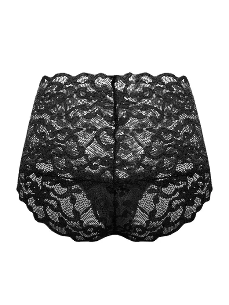 Women Lace See Through High Waist Thin Lingerie Seamless Panties