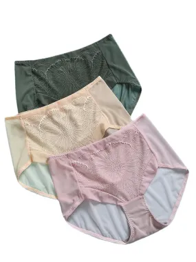 Women Mesh See Through Breathable Cozy Solid Color Thin High Waist Panties