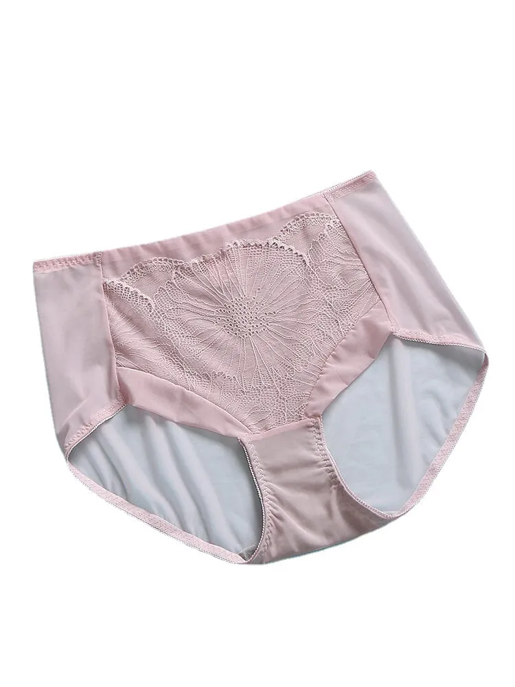 Women Mesh See Through Breathable Cozy Solid Color Thin High Waist Panties