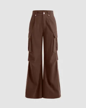 Y2K Baggy Fit Women Cargo In Brown